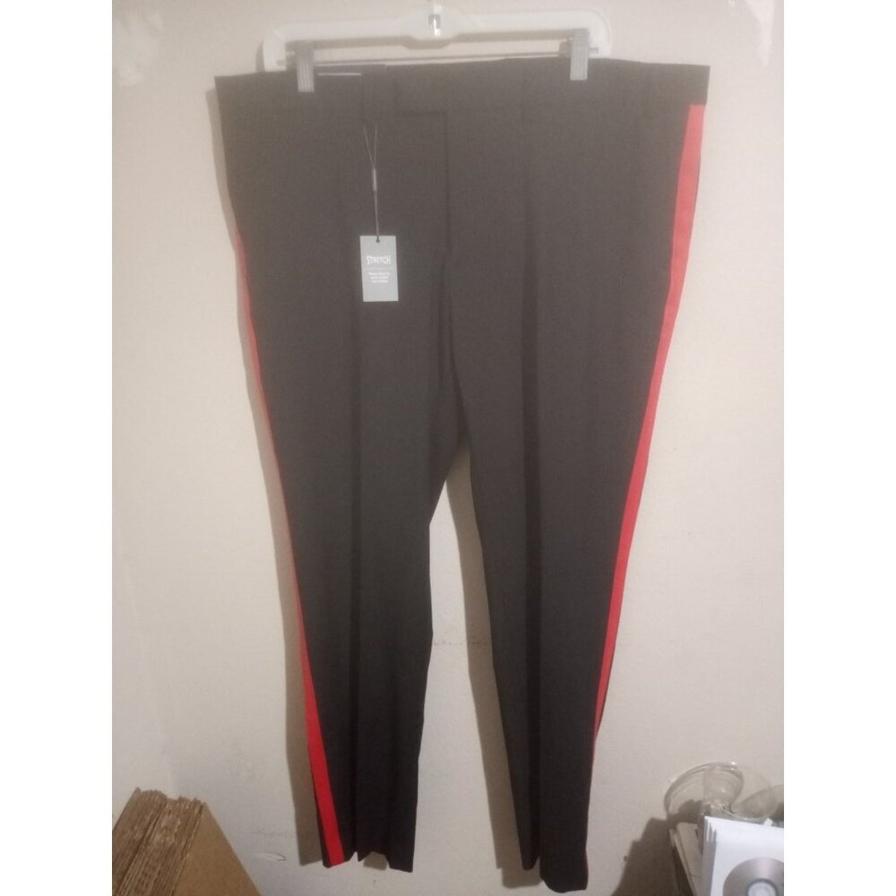 New Moss London Mens Black Formal Trousers Cropped UK Size 40L Side Stripe